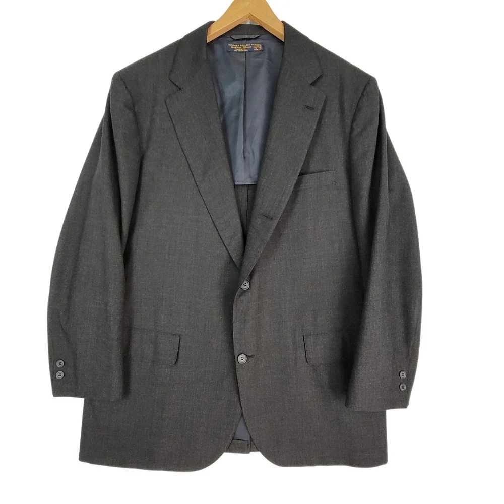 Brooks Brothers Golden Fleece Men's Gray Wool Blazer Jacket USA Size 44L Long